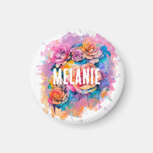 Moderne Wasserfarben-Rosen Bouquet Personalisiert Magnet