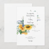 Moderne Wasserfarben Sonnenblumen Bouquet Wedding Einladung (Vorne/Hinten)