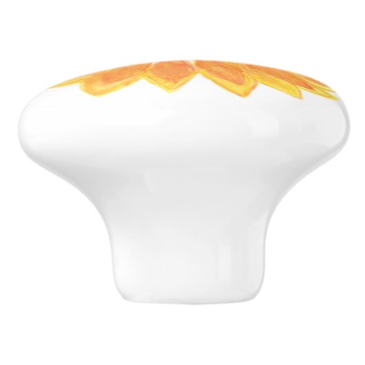 Moderne Wasserfarben Sonnenblumen Keramikknauf (Seitenansicht)