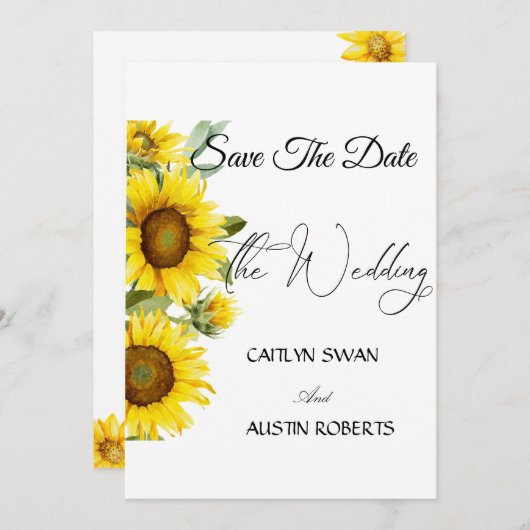 Moderne Wasserfarben Sonnenblumen Save The Date (Vorne/Hinten)
