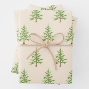 Moderne Wasserfarben-Tannenbaum-Geschenkpapierböge Geschenkpapier Set