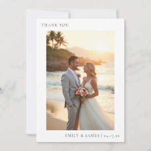 Moderne Wasserfarben-Tropenstrand-Hochzeit Danke