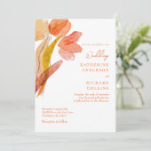 Moderne Wasserfarben Tulips Orange Wedding Einladung (Stehend Vorderseite)