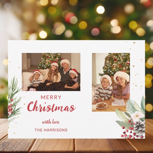 Moderne Wasserfarben Weihnachten Botanisches Zwei-