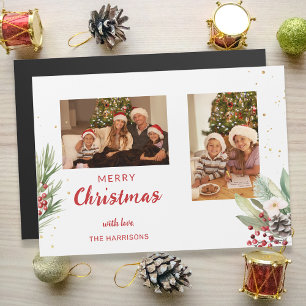 Moderne Wasserfarben Weihnachten Botanisches Zwei- Magnetkarte