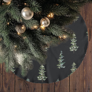 Moderne Wasserfarben-Weihnachten Dunkel  Polyester Weihnachtsbaumdecke