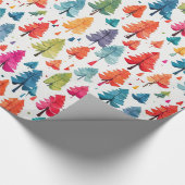 Moderne Wasserfarben Weihnachten farbenfrohe Pinie Geschenkpapier (Ecke)