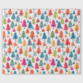 Moderne Wasserfarben Weihnachten farbenfrohe Pinie Geschenkpapier (Flach)