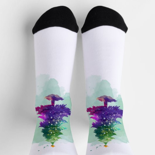 Moderne Wasserfarben-Weihnachtsbaum bunt Socken (Oben)