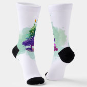 Moderne Wasserfarben-Weihnachtsbaum bunt Socken (Gewinkelt)