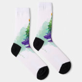 Moderne Wasserfarben-Weihnachtsbaum bunt Socken (Rechts)