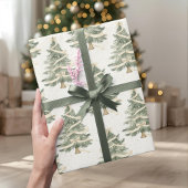 Moderne Wasserfarben-Weihnachtsbaum-Verpackungspap Geschenkpapier