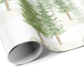 Moderne Wasserfarben Weihnachtsfeiertage Grüne Bäu Geschenkpapier (Rolleneckpunkt)