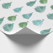 Moderne Wasserfarben Weihnachtsgrün Pine Trees Geschenkpapier (Ecke)