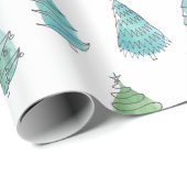 Moderne Wasserfarben Weihnachtsgrün Pine Trees Geschenkpapier (Rolleneckpunkt)