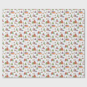 Moderne Wasserfarben-Winter-Weihnachtsobjekt-Muste Geschenkpapier