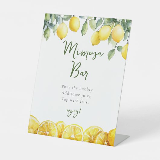 Moderne Wasserfarben Zitronen Citrus Mimosa Bar Si Sockelschild (Vorderseite)