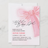 Moderne Wasserfarbendusche Rosa Bow Girl Babydusch Einladung (Vorderseite)