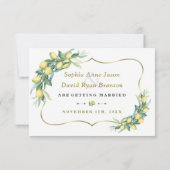 Moderne Wasserfarbenemon-Hochzeitkalligrafie Save The Date (Rückseite)