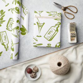 Moderne Wasserfarbenflaschendesigns mit Olivenblät Geschenkpapier