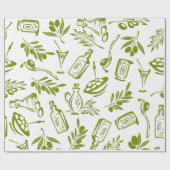 Moderne Wasserfarbenflaschendesigns mit Olivenblät Geschenkpapier (Flach)