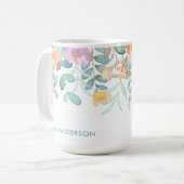 Moderne Wasserfarbenflora Girly Tropical Deco Kaffeetasse (Vorderseite Links)