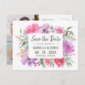 Moderne Wasserfarbenhochzeit Sichern Sie das Datum Ankündigungspostkarte (Vorne/Hinten)