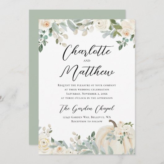 Moderne Wasserfarbenpumpenhochzeit Einladung (Vorne/Hinten)