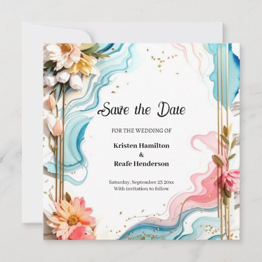 Moderne Wasserfarbensehen sichern die Datumskarte Save The Date (Vorderseite)