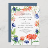 Moderne Wasserfarbenuntergang Orange Mum Thistle Einladung (Vorne/Hinten)