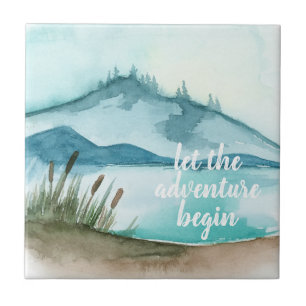 Moderne Wasserfarbenwelt Abenteuer beginnen Fliese