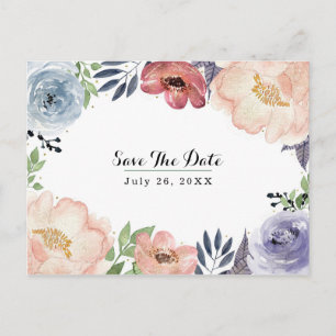 Moderne Wasserfarbenwelt Elegant Save the Date Ankündigungspostkarte