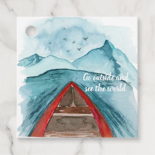 Moderne Wasserfarbenwelt - Weltangebot Geschenkanhänger (Vorderseite)