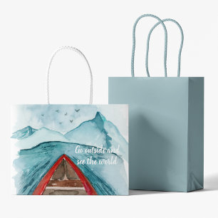 Moderne Wasserfarbenwelt - Weltangebot Große Geschenktüte