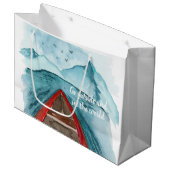 Moderne Wasserfarbenwelt - Weltangebot Große Geschenktüte (Vorderseite Schrägansicht)