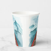 Moderne Wasserfarbenwelt - Weltangebot Pappbecher (Rechts)