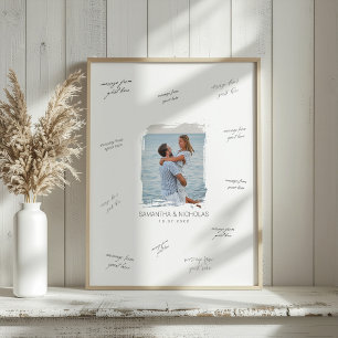 Moderne Wasserfarbfoto-Hochzeitsgästebuch-Untersch Poster