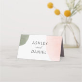 Moderne Wasserfarbkreise Hochzeitsszeitszenen Tisc Platzkarte (Rückseite)