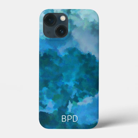Moderne Wasserfarbmonogramme Blau Grün Case-Mate iPhone Hülle (Rückseite)