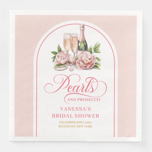 Moderne Wasserfarbperlen und Prosecco-Shower Serviette (Vorderseite)