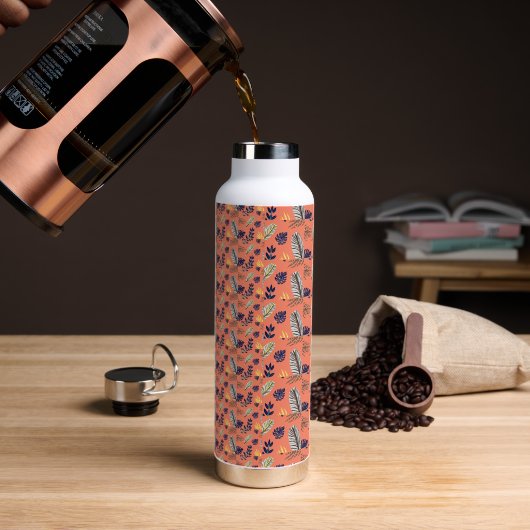 Moderne Wasserflasche mit Blattmuster Trinkflasche (Kaffee)