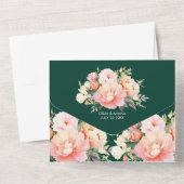 Moderne Wasserhärtenpeony Emerald QR Code Hochzeit All In One Einladung (Rückseite)