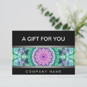 Moderne Wasserlilie Mandala Geschenkgutschein (Stehend Vorderseite)