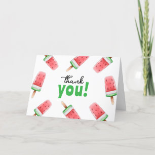 Moderne Wassermelone Eiscreme Pop Kindershow berei Dankeskarte