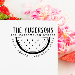 Moderne Wassermelone Familienname Runde Rücksende Gummistempel