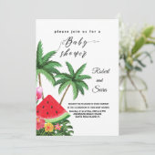 Moderne Wassermelone Palme Garden Babydusche Einladung (Stehend Vorderseite)
