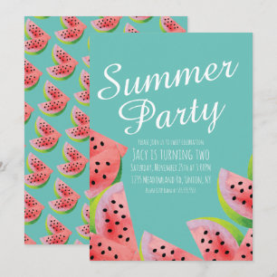 Moderne Wassermelone Wasserfarbe Sommerparty  Einladung