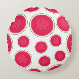 Moderne Wassermelonen-Querschnitt-Muster Rundes Kissen