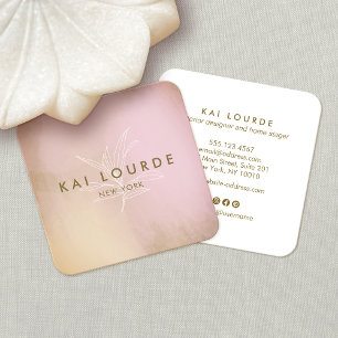 Moderne Watercolor Abstrakt Square Business Card Quadratische Visitenkarte