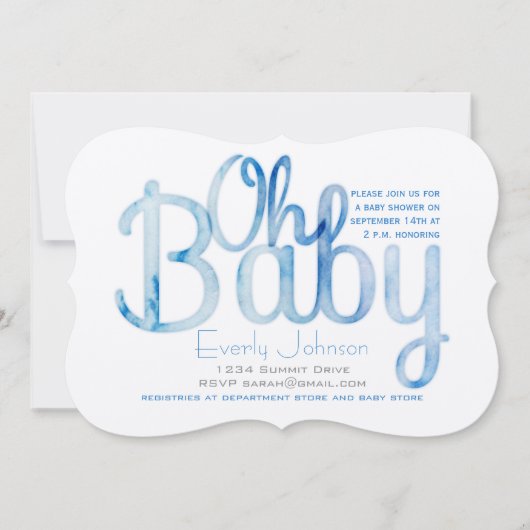 Moderne Watercolor Baby Boy Shower Einladungen (Vorderseite)